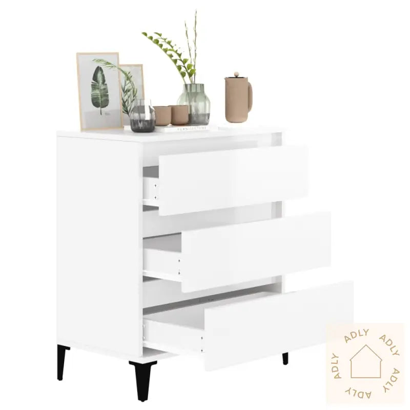 Skjenk Høyglans Hvit 60X35X70 Cm Konstruert Tre