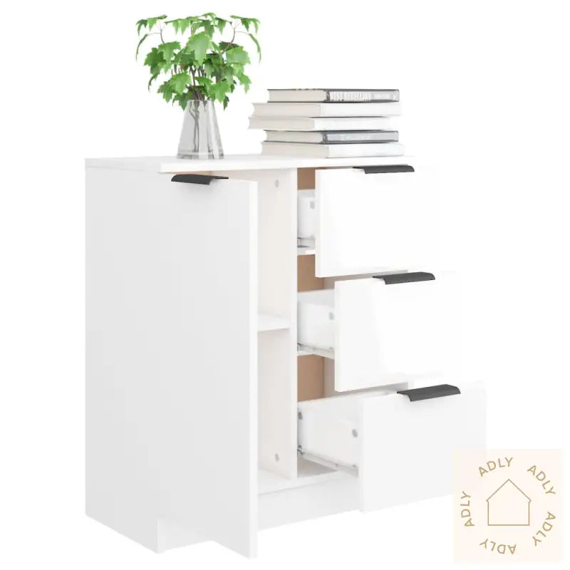 Skjenk Høyglans Hvit 60X30X70 Cm Konstruert Tre