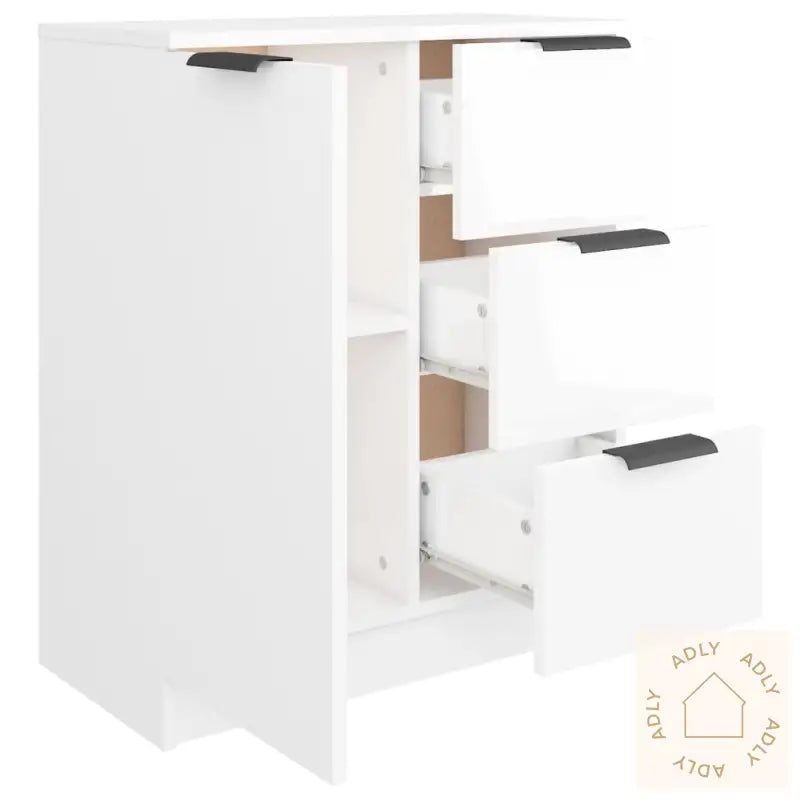 Skjenk Høyglans Hvit 60X30X70 Cm Konstruert Tre