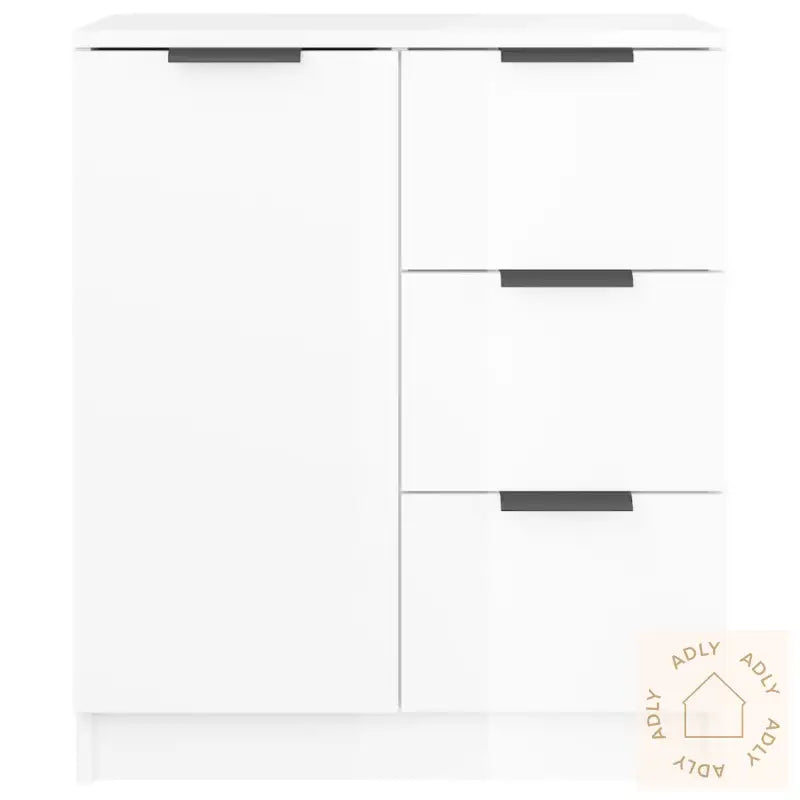 Skjenk Høyglans Hvit 60X30X70 Cm Konstruert Tre