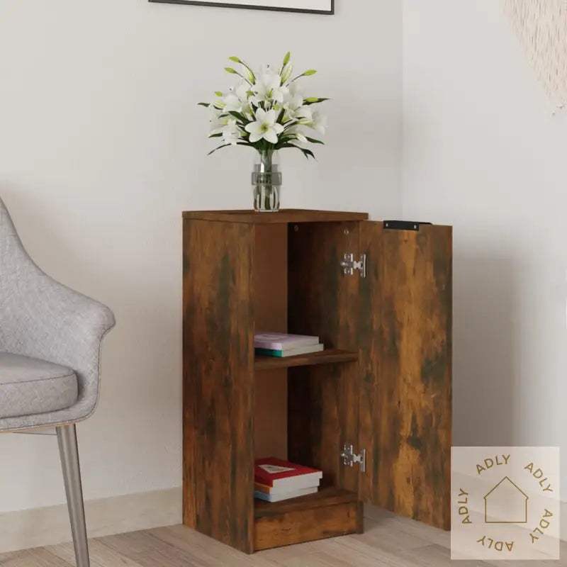 Skjenk Røkt Eik 30X30X70 Cm Konstruert Tre