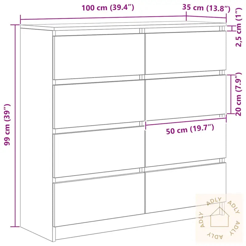 Skjenk Røkt Eik 100X35X99 Cm Konstruert Tre