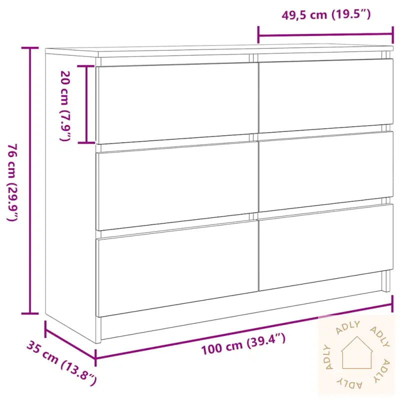 Skjenk Røkt Eik 100X35X76 Cm Konstruert Tre