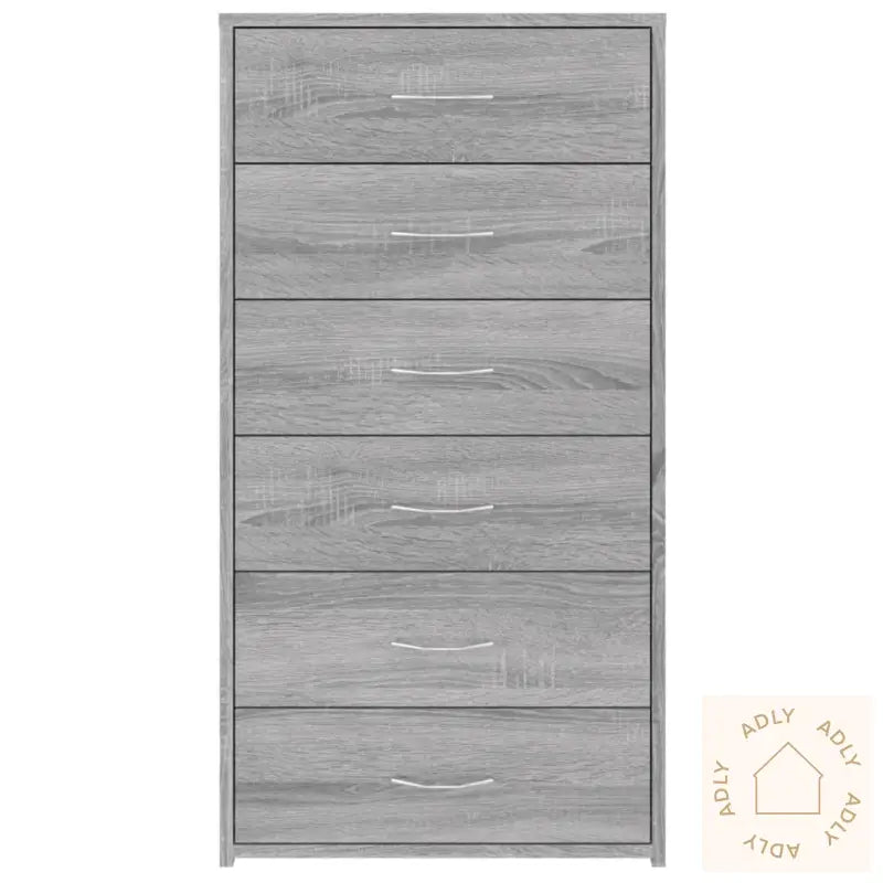 Skjenk Med 6 Skuffer Grå Sonoma 50X34X96 Cm Konstruert Tre
