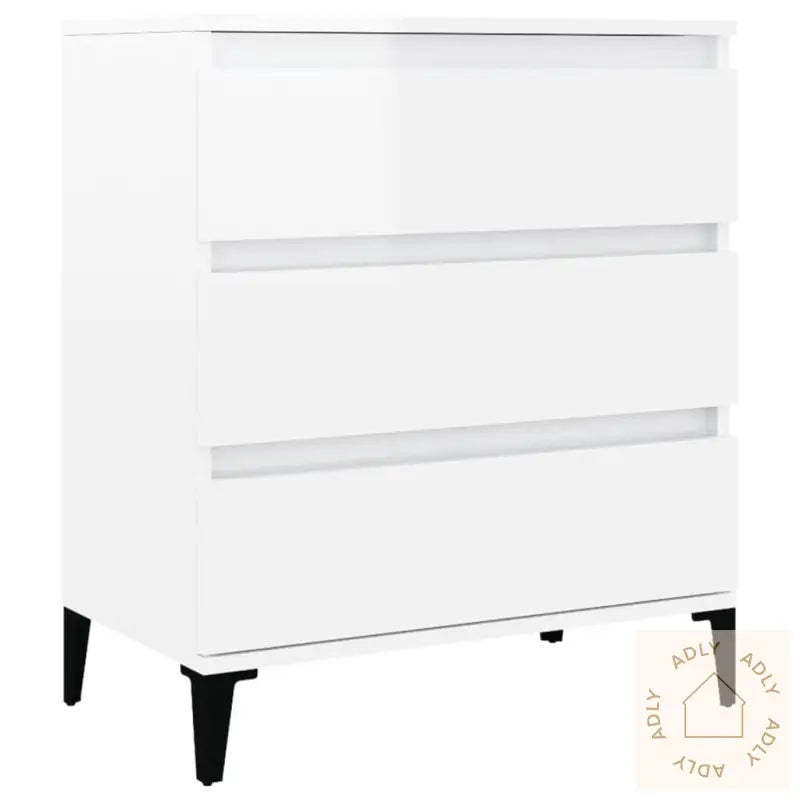 Skjenk Høyglans Hvit 60X35X70 Cm Konstruert Tre