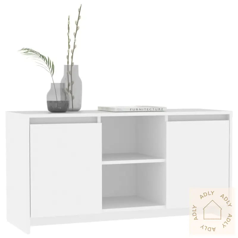 Tv-Benk Hvit 102X37,5X52,5 Cm Konstruert Tre