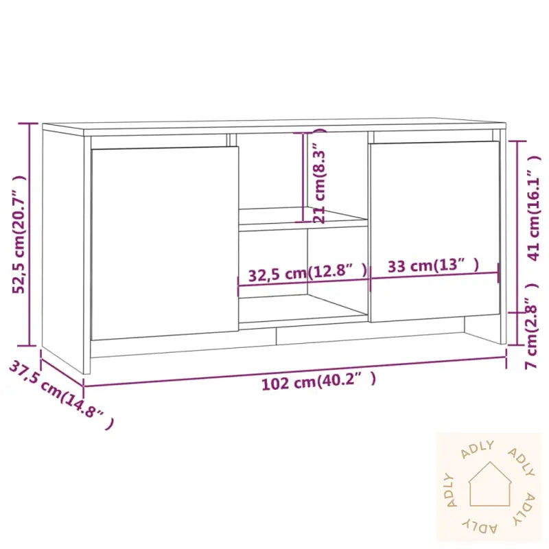 Tv-Benk Hvit 102X37,5X52,5 Cm Konstruert Tre