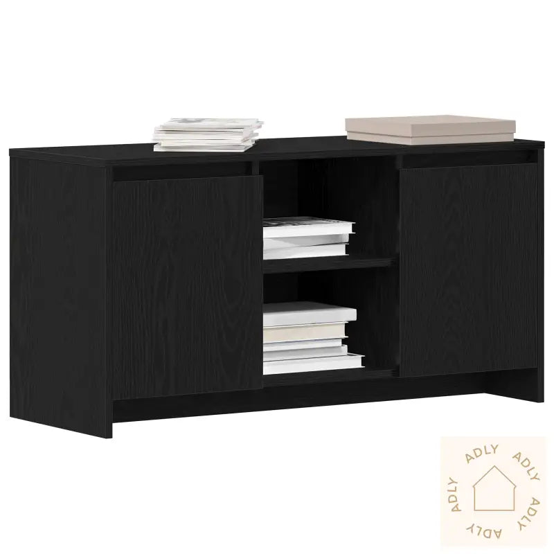 Tv-Benk I Svart Eik, 102X37,5X52,5 Cm, Laget Av Konstruert Tre