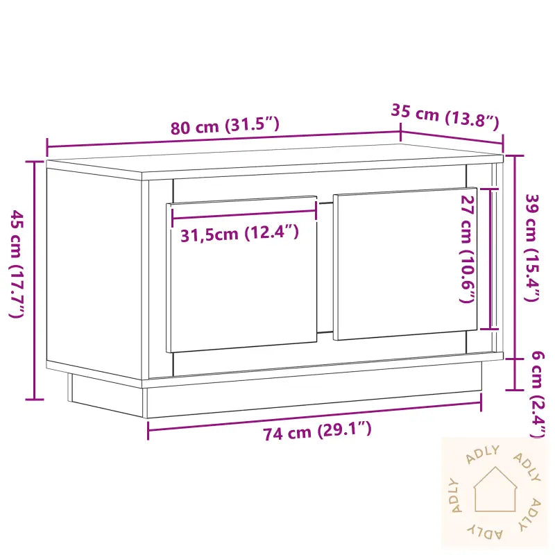 Tv-Benk Svart Eik 80X35X45 Cm Konstruert Tre