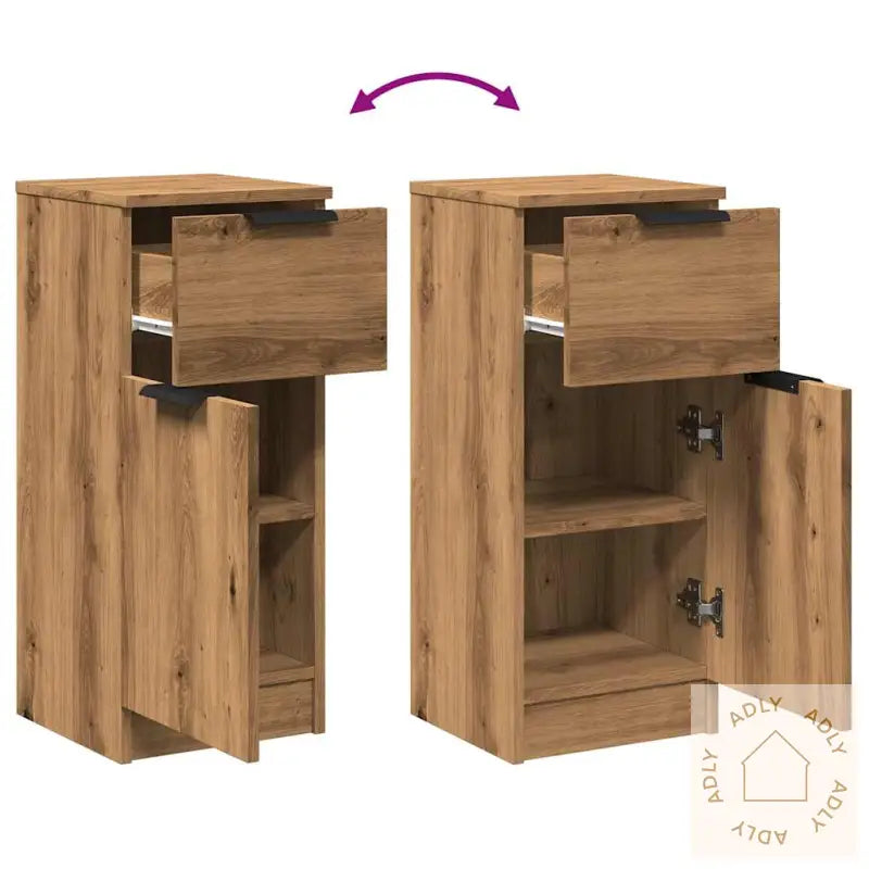 Skjenker 2 Stk Artisan Eik 30X30X70 Cm Konstruert Tre