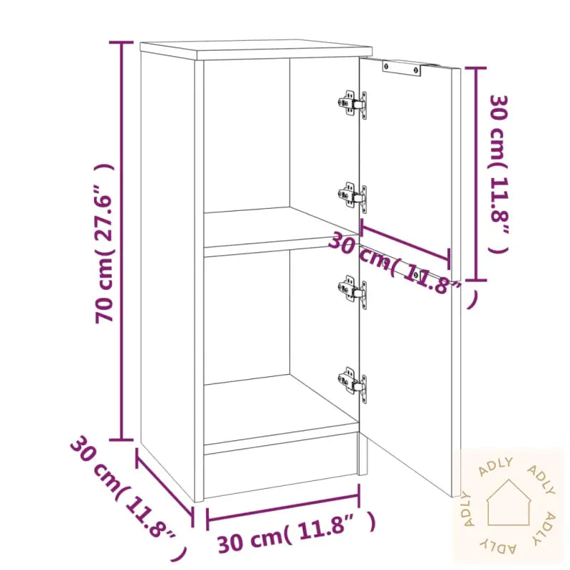 Skjenker 2 Stk Svart 30X30X70 Cm Konstruert Tre