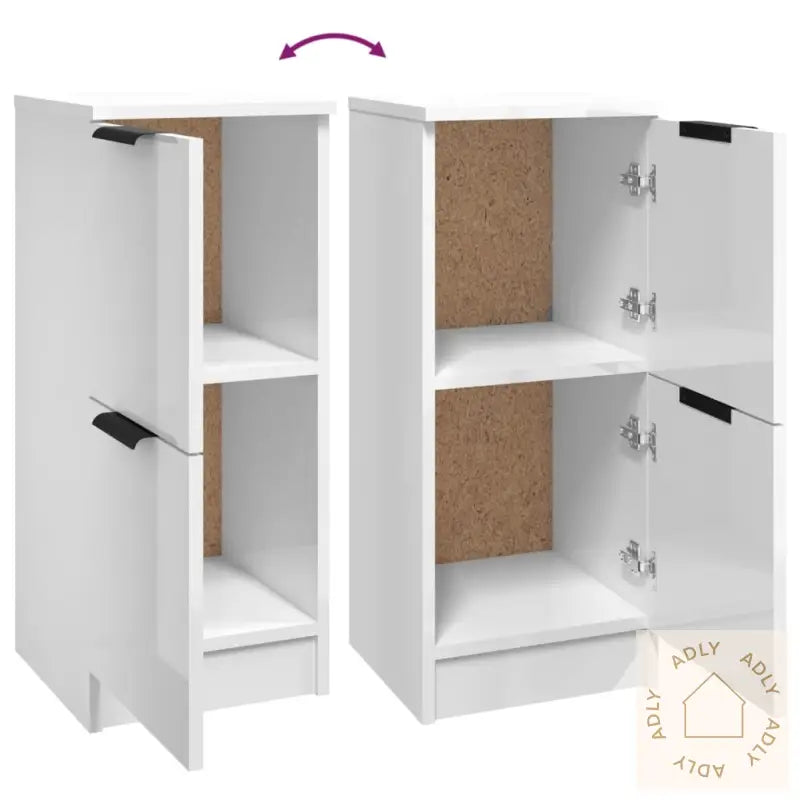 Skjenker 2 Stk Høyglans Hvit 30X30X70 Cm Konstruert Tre