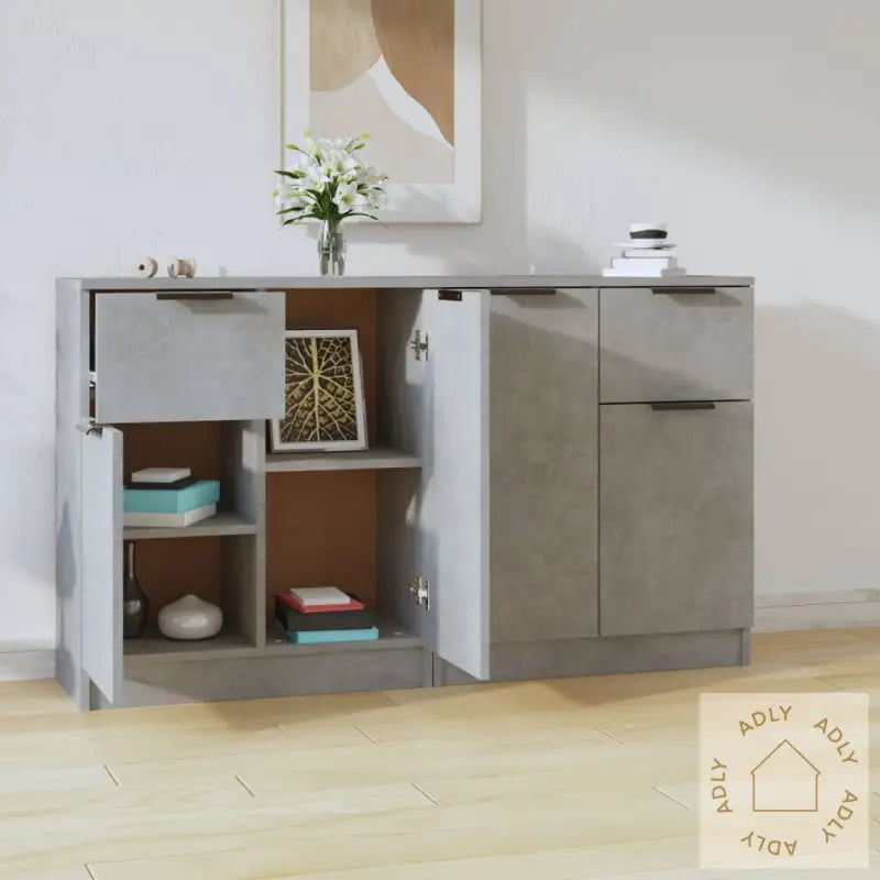 Skjenker 2 Stk Betonggrå 60X30X70 Cm Konstruert Tre