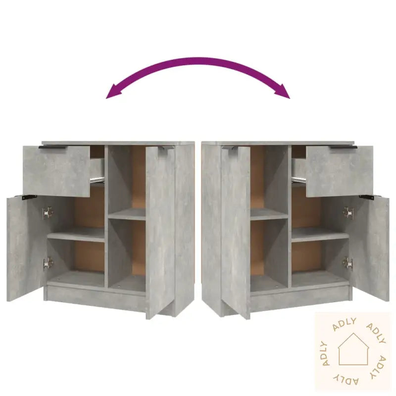 Skjenker 2 Stk Betonggrå 60X30X70 Cm Konstruert Tre