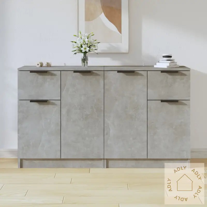 Skjenker 2 Stk Betonggrå 60X30X70 Cm Konstruert Tre