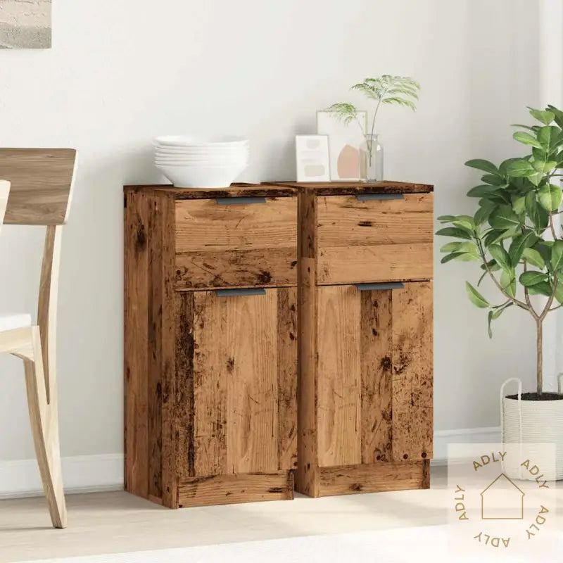 Skjenker 2 Stk Gammelt Tre 30X30X70 Cm Konstruert Tre