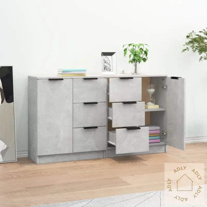 Skjenker 2 Stk Betonggrå 60X30X70 Cm Konstruert Tre