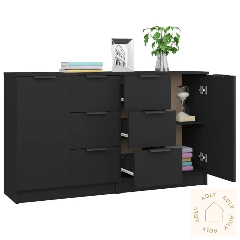 Skjenker 2 Stk Svart 60X30X70 Cm Konstruert Tre