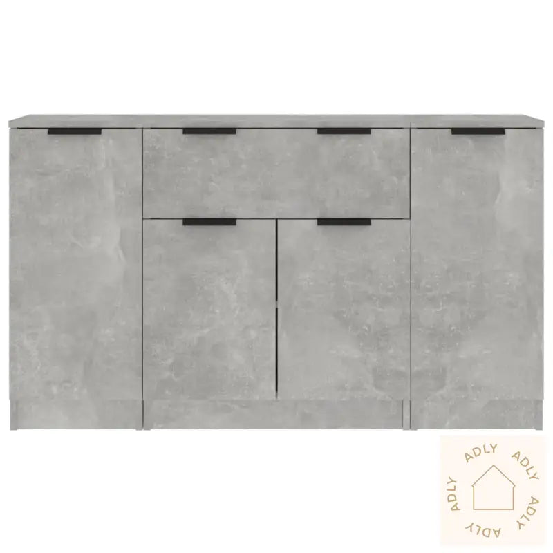 Skjenker 3 Stk Betonggrå Konstruert Tre