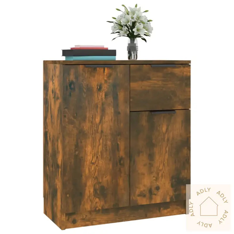 Skjenker 2 Stk Røkt Eik 60X30X70 Cm Konstruert Tre