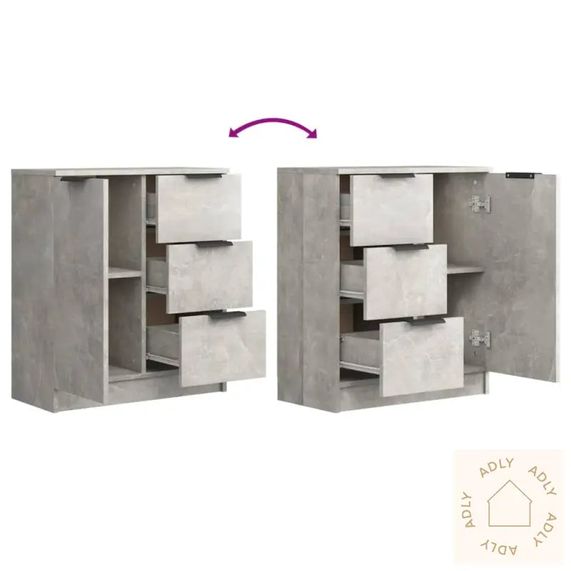 Skjenker 2 Stk Betonggrå 60X30X70 Cm Konstruert Tre