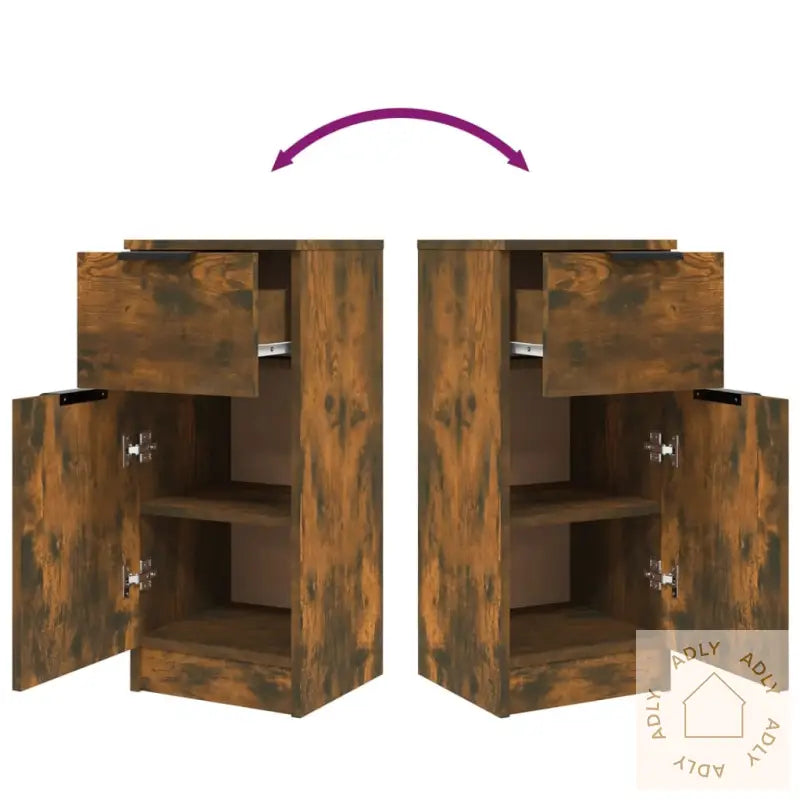 Skjenker 2 Stk Røkt Eik 30X30X70 Cm Konstruert Tre