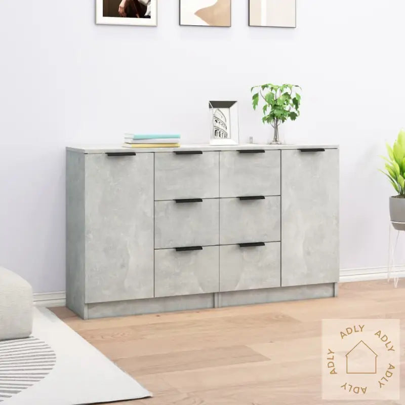 Skjenker 2 Stk Betonggrå 60X30X70 Cm Konstruert Tre