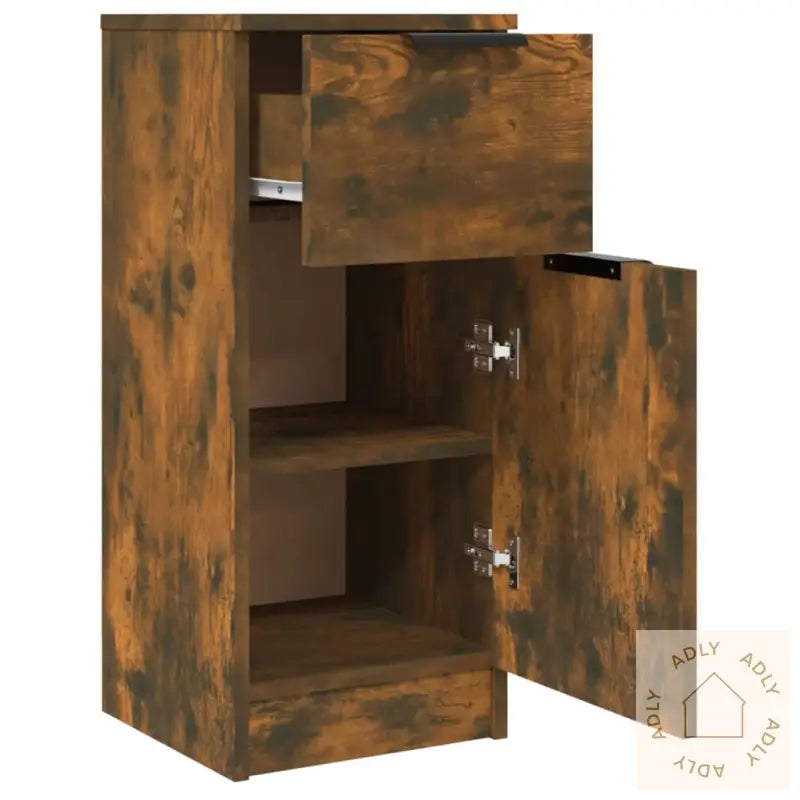 Skjenker 2 Stk Røkt Eik 30X30X70 Cm Konstruert Tre