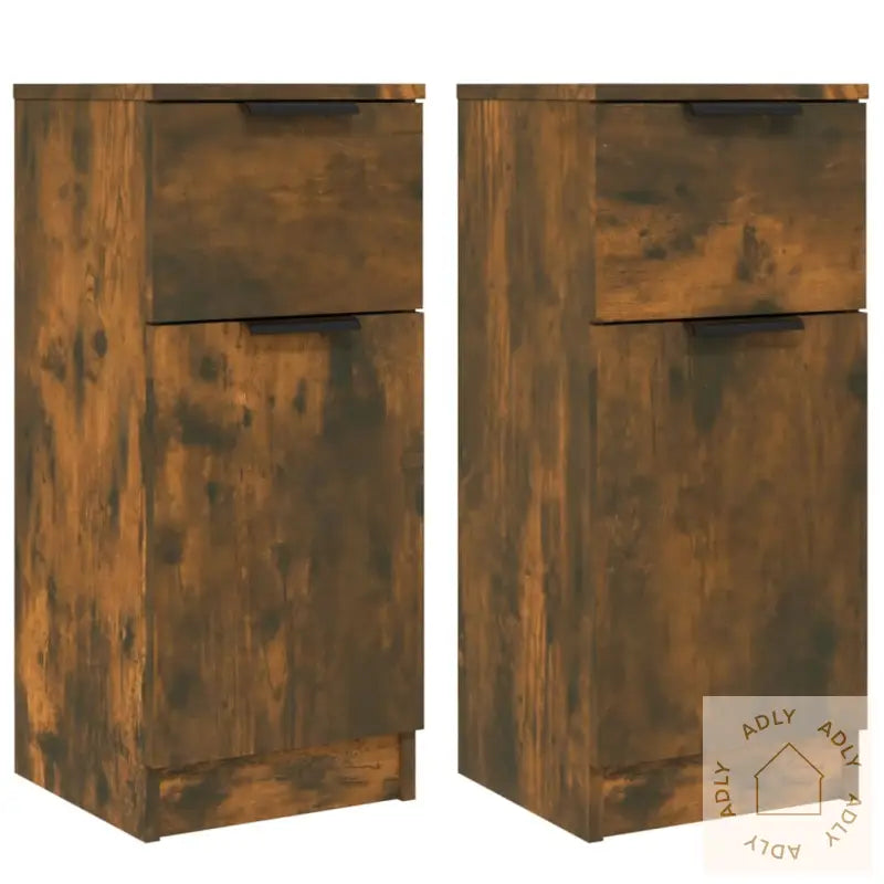 Skjenker 2 Stk Røkt Eik 30X30X70 Cm Konstruert Tre