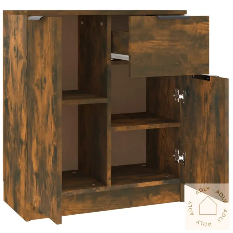 Skjenker 2 Stk Røkt Eik 60X30X70 Cm Konstruert Tre