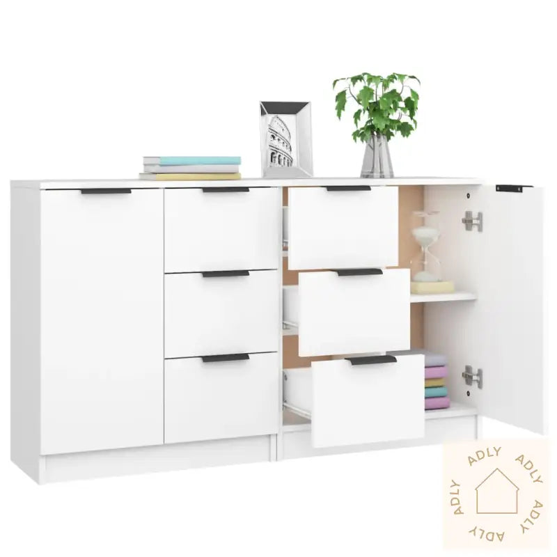 Skjenker 2 Stk Hvit 60X30X70 Cm Konstruert Tre