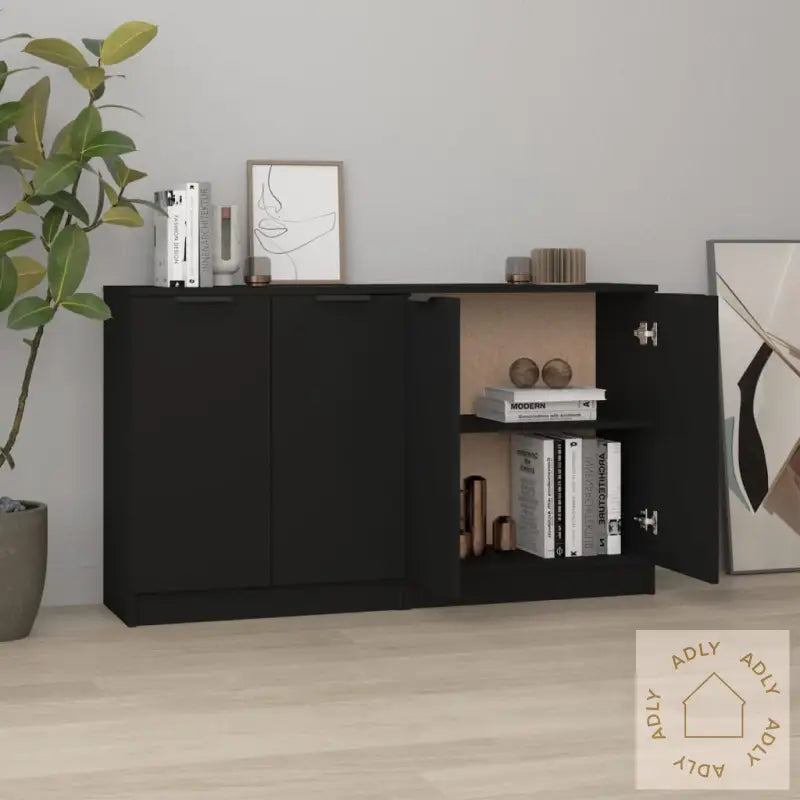 Skjenker 2 Stk Svart 60X30X70 Cm Konstruert Tre