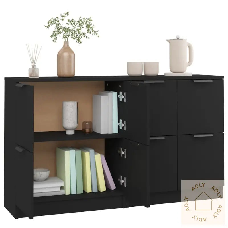 Skjenker 2 Stk Svart 60X30X70 Cm Konstruert Tre