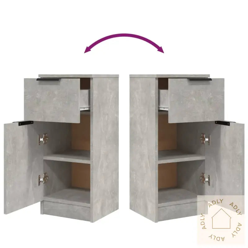 Skjenker 2 Stk Betonggrå 30X30X70 Cm Konstruert Tre