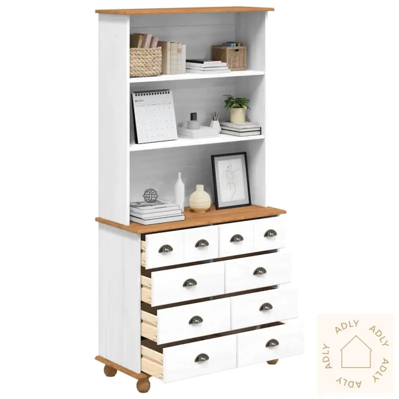 Hutch “Askim” Hvit 91X40X183 Cm Solid Tre Furu