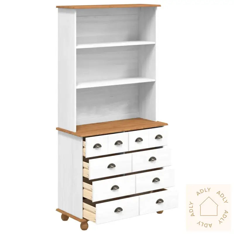 Hutch “Askim” Hvit 91X40X183 Cm Solid Tre Furu