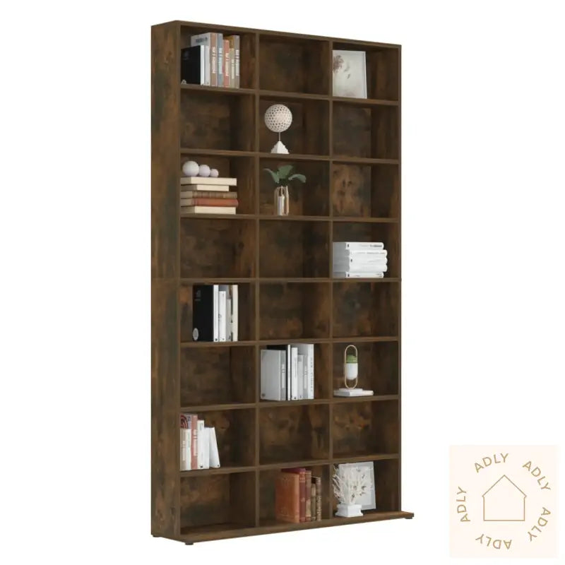 Cd-Skap Røkt Eik 102X23X177,5 Cm Konstruert Tre