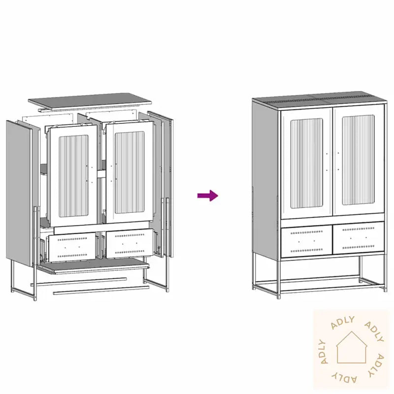 Highboard Sennepsgul 68X39X111,5 Cm Stål