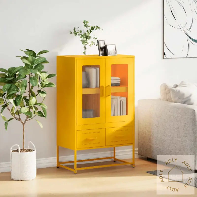 Highboard Sennepsgul 68X39X111,5 Cm Stål