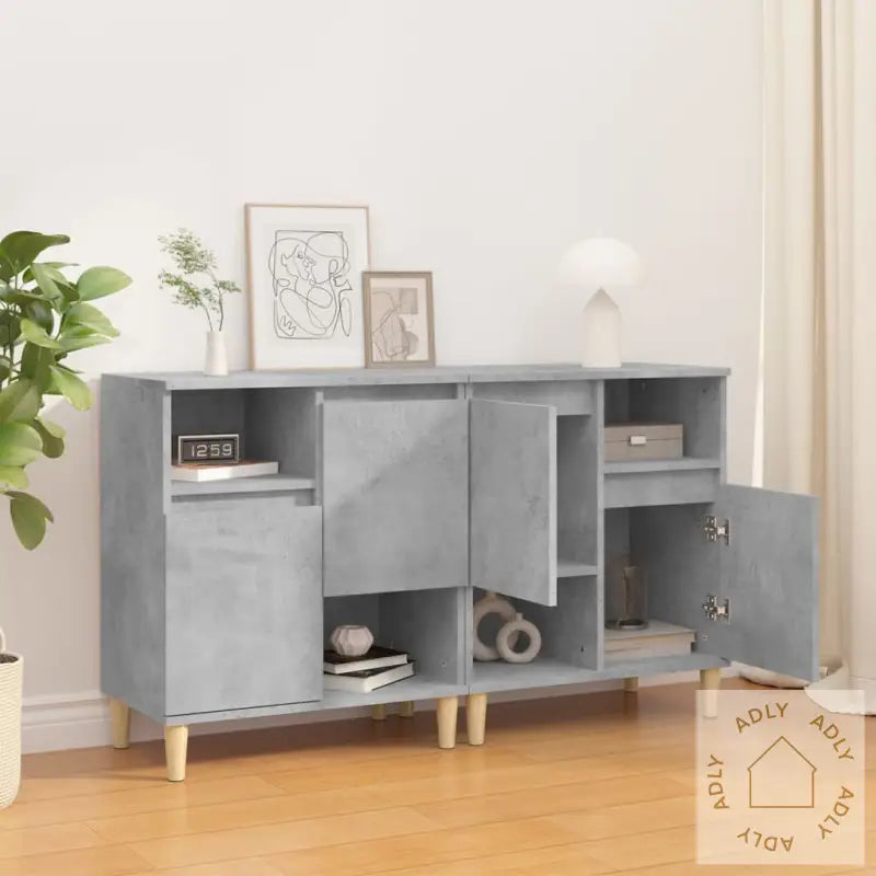 Skjenker 2 Stk Betonggrå 60X35X70 Cm Konstruert Tre