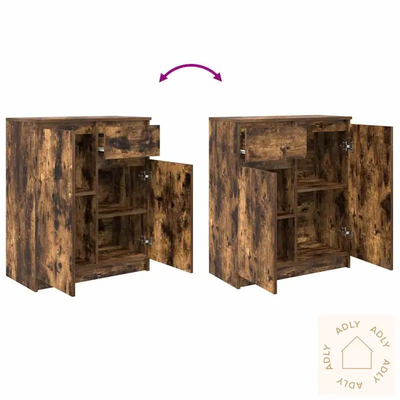 Skjenk Med Skuff Røkt Eik 71X35X84 Cm Konstruert Tre