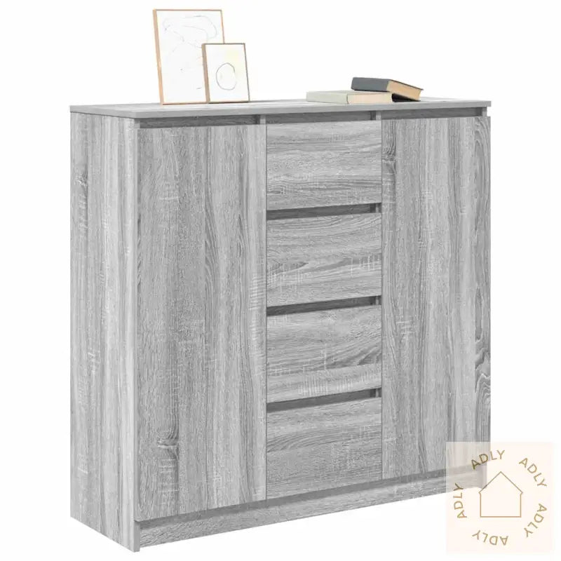Skjenk Med Skuffer Grå Sonoma 100,5X35X98,5 Cm Konstruert Tre