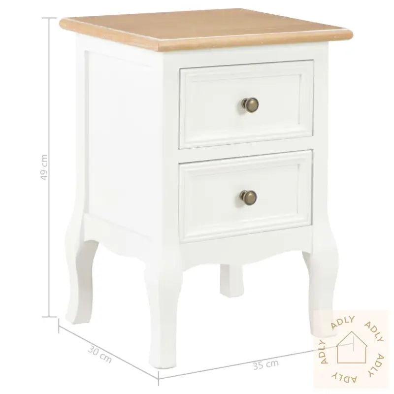 Nattbord 2 Stk 35X30X49 Mdf Hvit