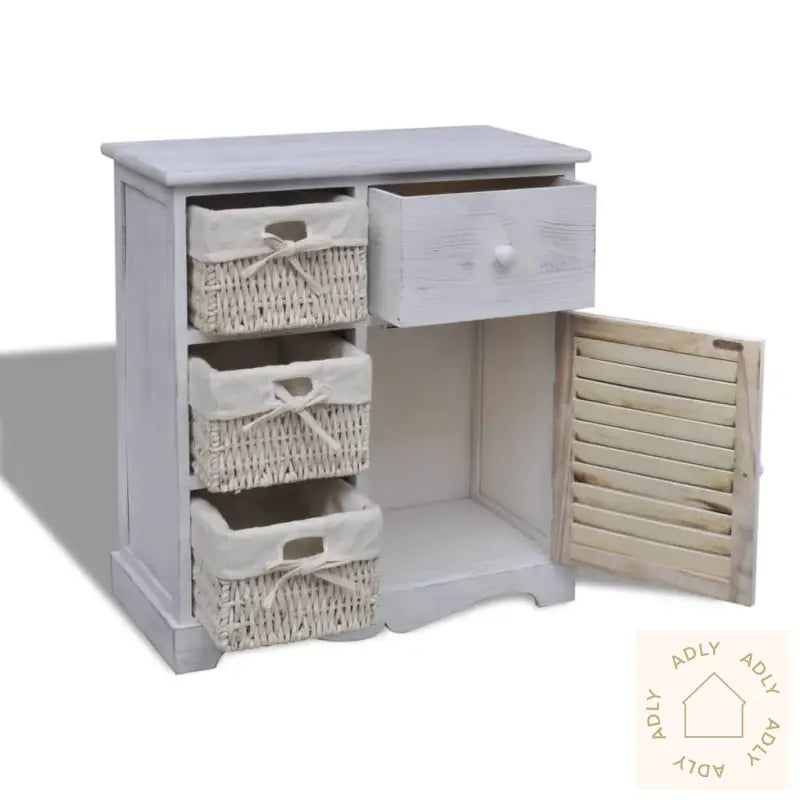 Treskap 3 Venstre Vevde Kurver Hvit