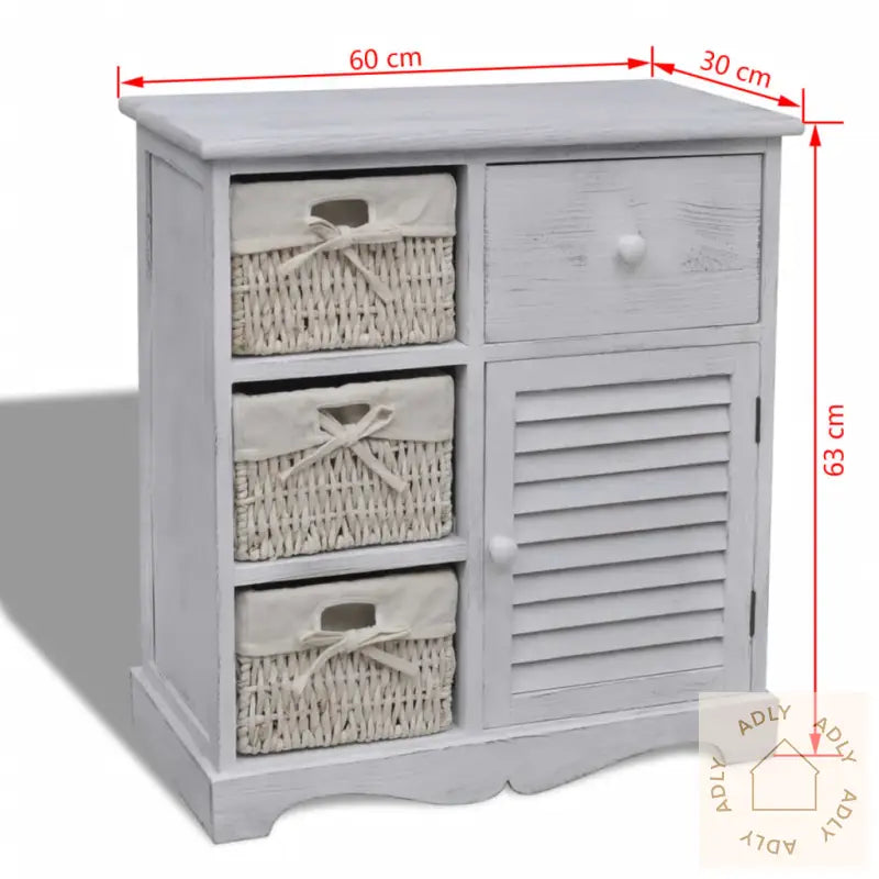 Treskap 3 Venstre Vevde Kurver Hvit