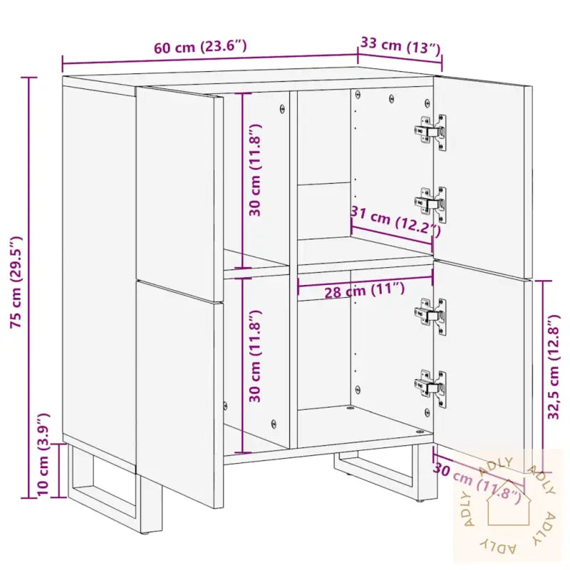 Skjenk Svart 60X33X75 Cm Heltre Mango