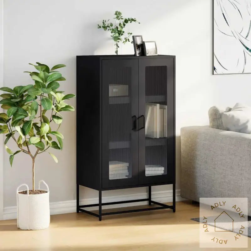 Highboard Svart 68X39X123 Cm Stål