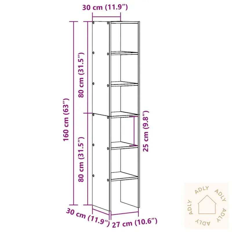 Bokhyller 2 Stk Stablebar Artisan Eik 30X30X80Cm Konstruert Tre