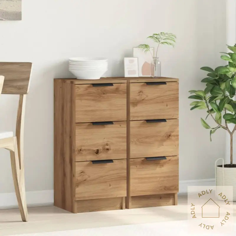 Skjenker 2 Stk Artisan Eik 30X30X70 Cm Konstruert Tre