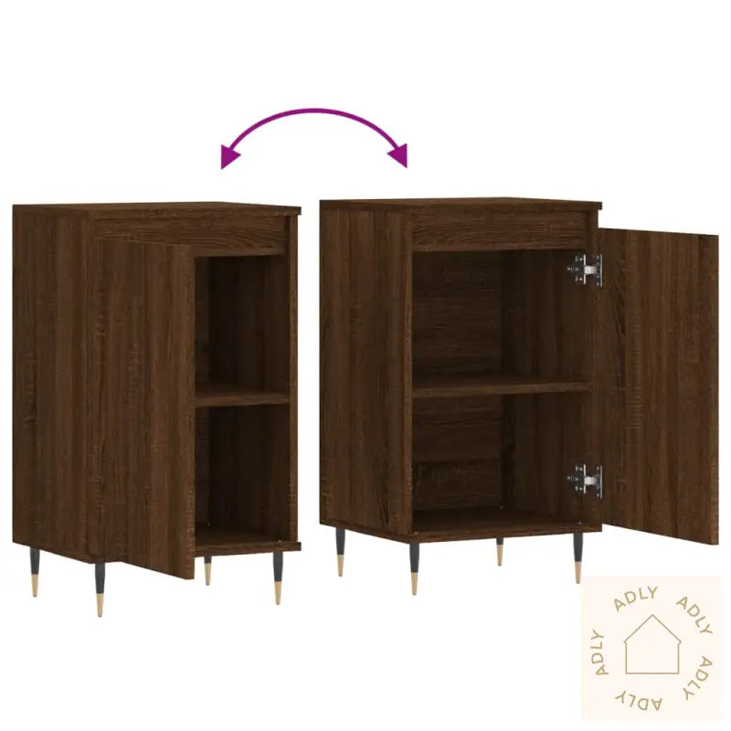 Skjenker 2 Stk Brun Eik 40X35X70 Cm Konstruert Tre